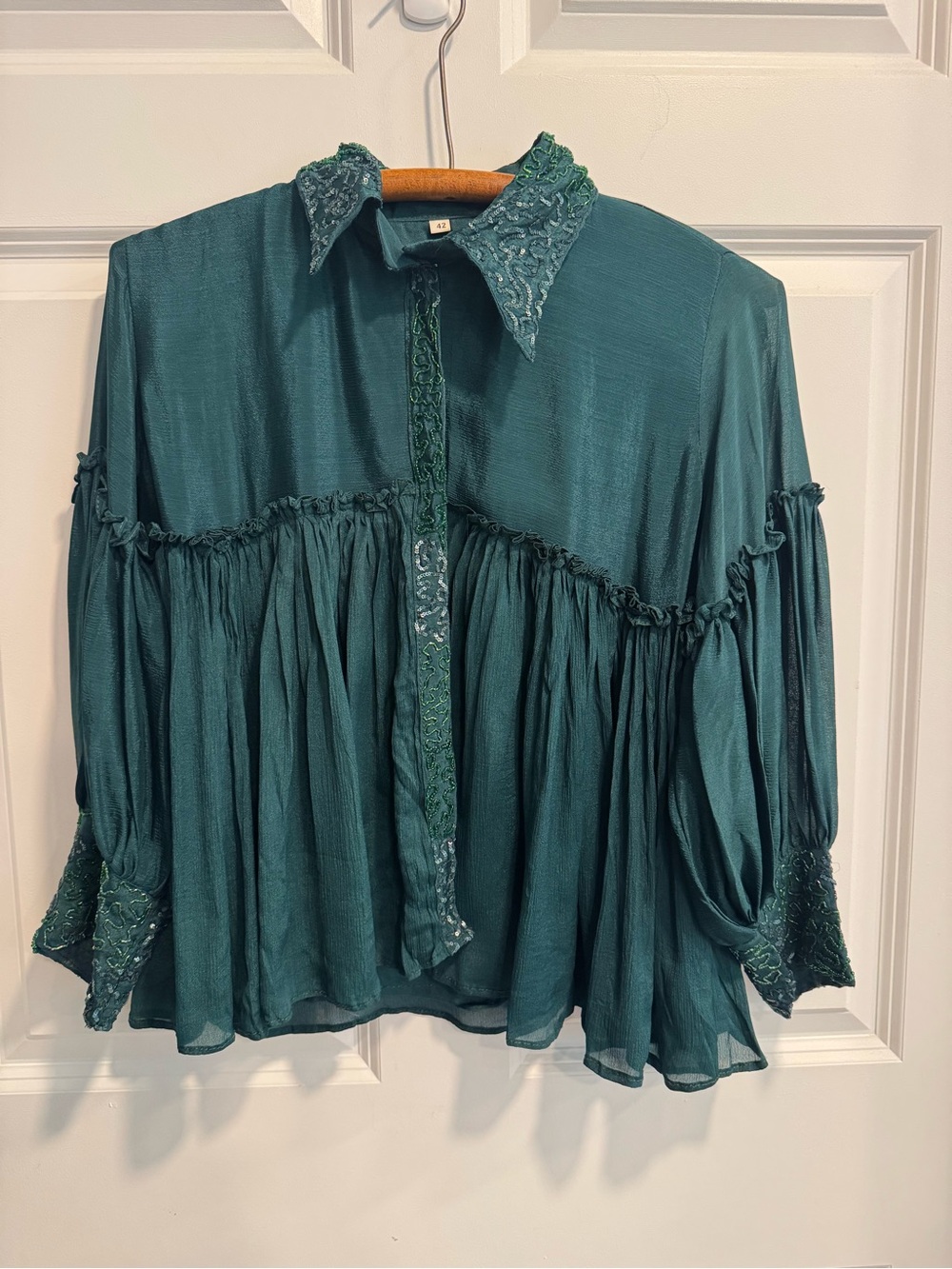 Emerald Green Sheer Blouse